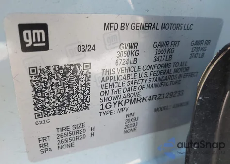 2024 Cadillac Lyriq Tech W/1Sa z USA, uszkodzony, nr VIN 1GYKPMRK4RZ129233